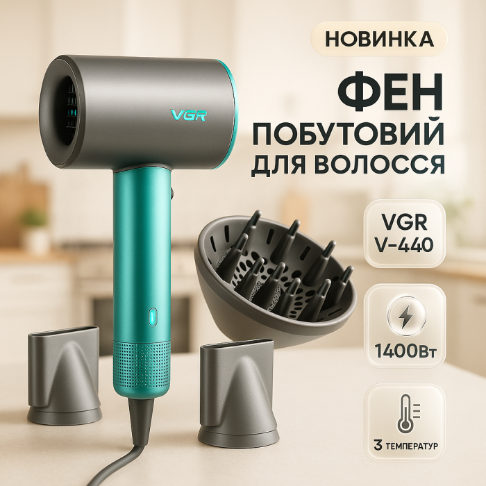 Фен для красивої укладки волосся VGR, Фен для волосся з режимами укладання салонний EH-72