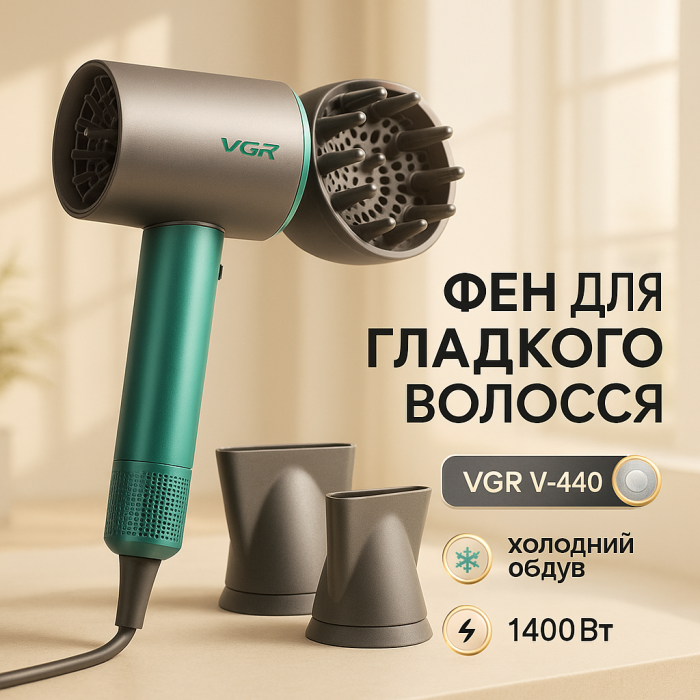 Потужний фен для волосся VGR, Фен звичайний для укладання волосся Зручний укладання QK-35
