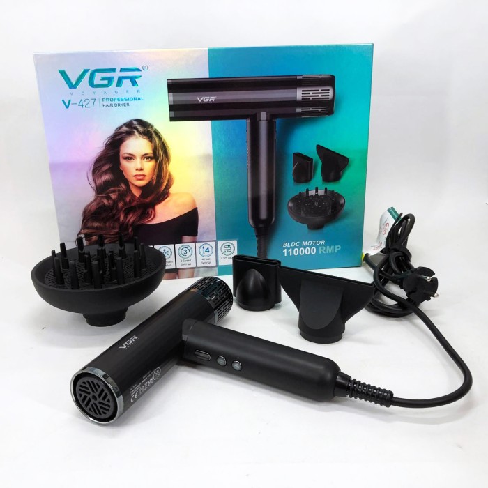 Потужний фен для волосся VGR V-427 1900 Вт, Фен для різних типів волосся без шкоди KV-16