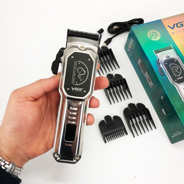 Акумуляторна машинка для стрижки тварин VGR V-201 4 насадки KM-12