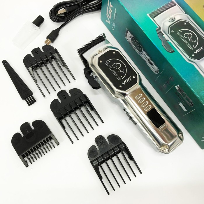 Акумуляторна машинка для стрижки тварин VGR V-201 4 насадки KM-12