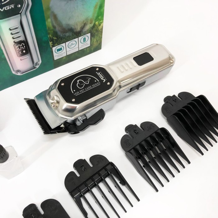 Акумуляторна машинка для стрижки тварин VGR V-201 4 насадки KM-12