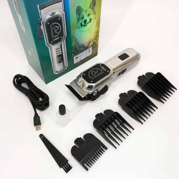 Акумуляторна машинка для стрижки тварин VGR V-201 4 насадки KM-12