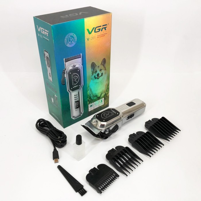 Акумуляторна машинка для стрижки тварин VGR V-201 4 насадки KM-12