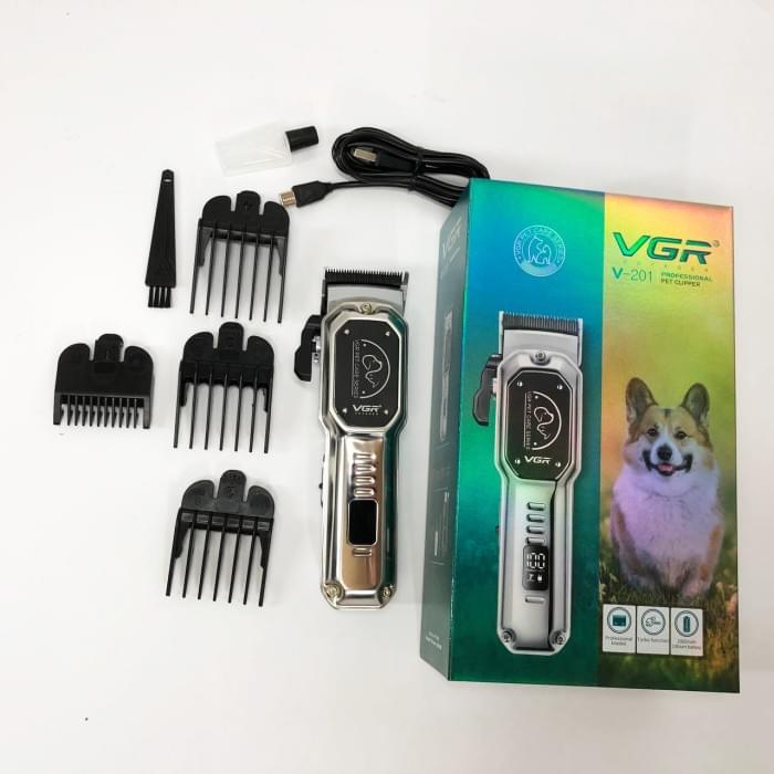 Акумуляторна машинка для стрижки тварин VGR V-201 XW-988 4 насадки