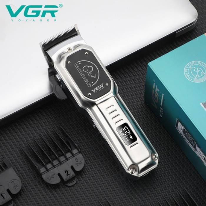 Акумуляторна машинка для стрижки тварин VGR V-201 XW-988 4 насадки