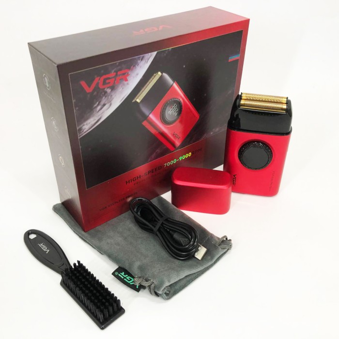 Чоловіча бритва на батарейках VGR V-378 RED, Бритва з акумуляторним зарядним пристроєм SU-86