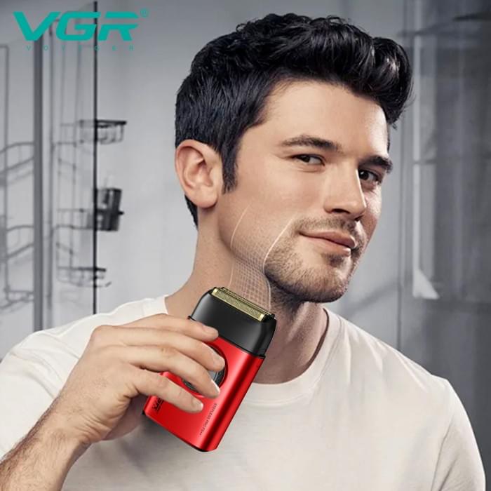 Електробритва VGR V-378 RED шейвер, подвійне лезо + триммер, регулювання потужності JL-154 7000-9000 RPM