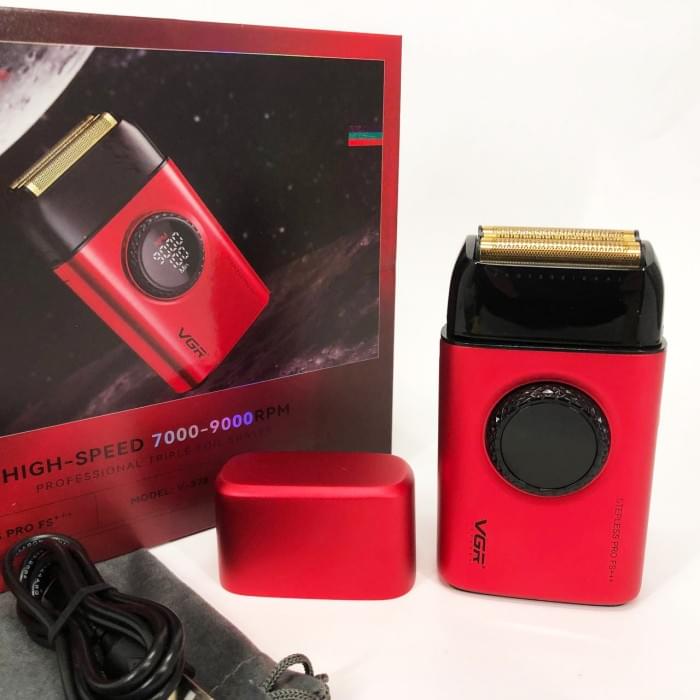 Електробритва VGR V-378 RED шейвер, подвійне лезо + триммер, регулювання потужності JL-154 7000-9000 RPM