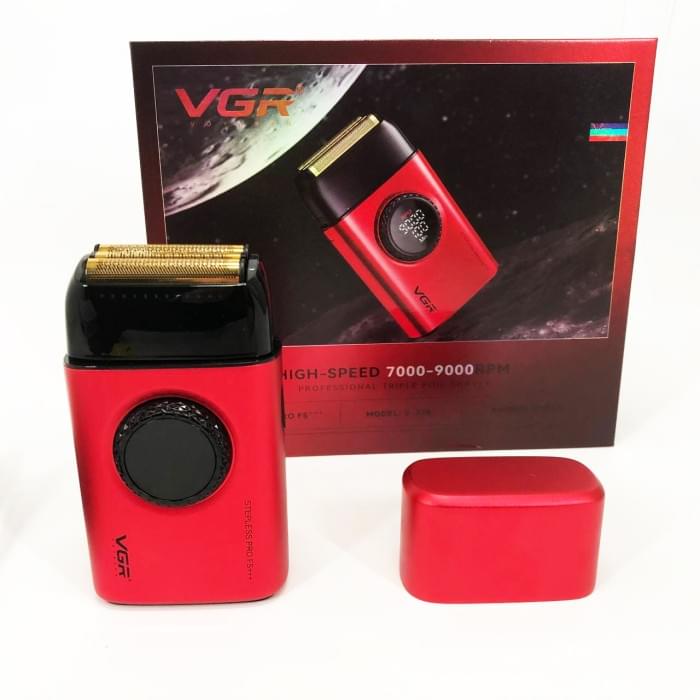 Електробритва VGR V-378 RED шейвер, подвійне лезо + триммер, регулювання потужності JL-154 7000-9000 RPM