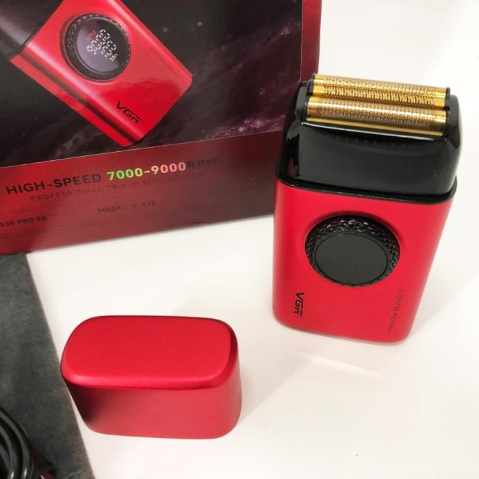 Електробритва VGR V-378 RED шейвер, подвійне лезо + триммер, регулювання потужності JL-154 7000-9000 RPM