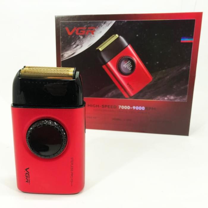 Електробритва VGR V-378 RED шейвер, подвійне лезо + триммер, регулювання потужності JL-154 7000-9000 RPM