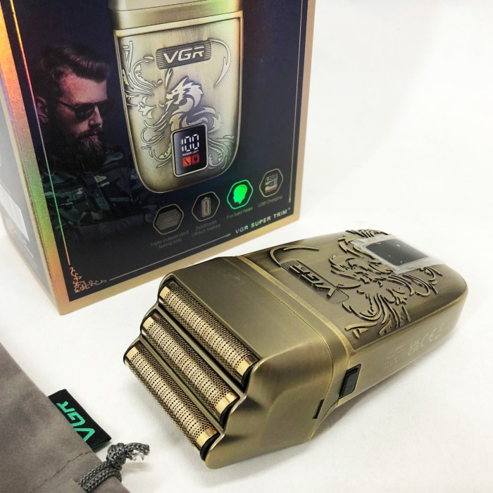 Портативна сіткова бритва VGR V-349, Бритви акумуляторні, Машинка для стрижки бороди FC-118 з акумулятором