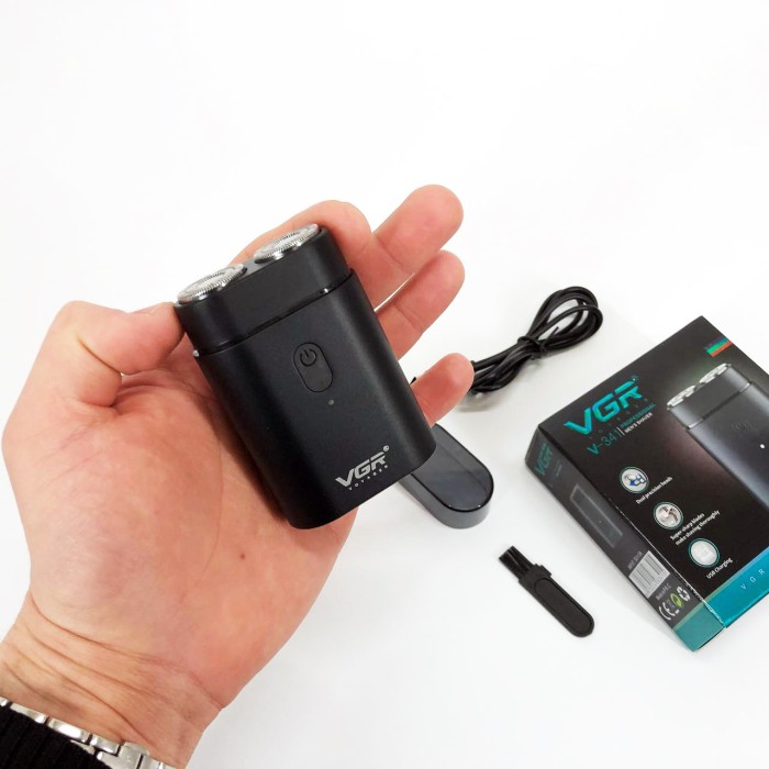 Акумуляторна бритва для стрижки волосся та бороди VGR V-341, Вологостійка електрична бритва JX-38