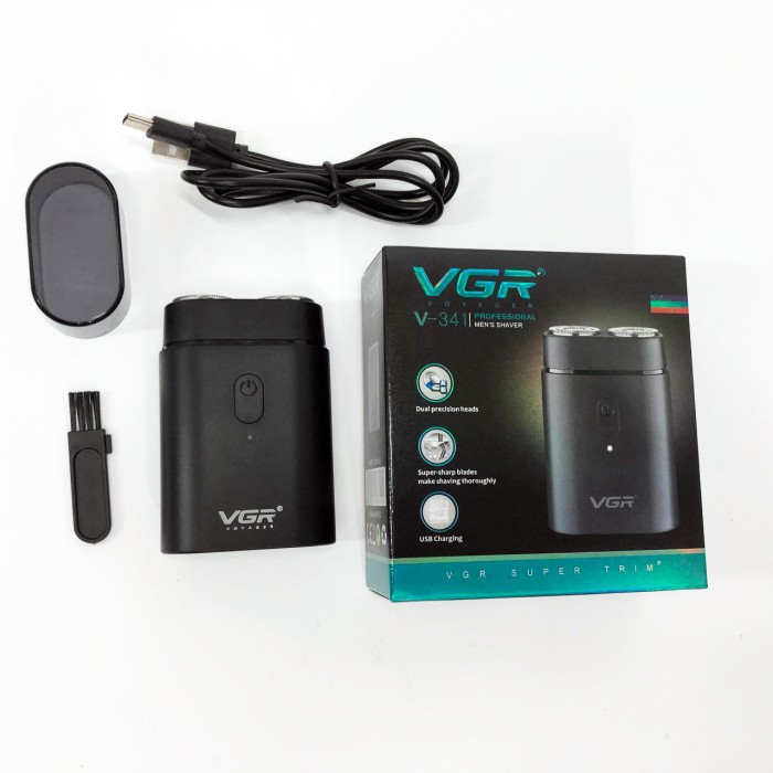 Акумуляторна бритва для стрижки волосся та бороди VGR V-341, Вологостійка електрична бритва JX-38