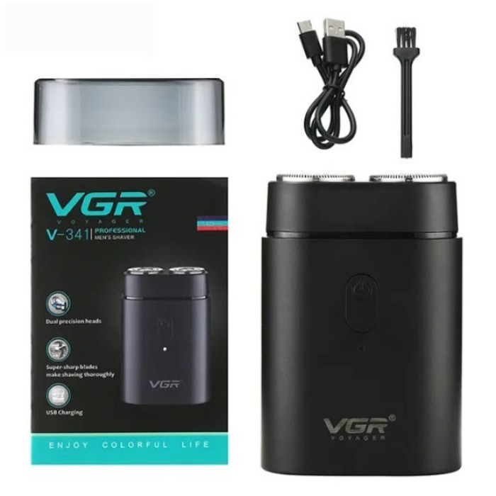 Акумуляторна бритва для стрижки волосся та бороди VGR V-341, Вологостійка електрична бритва JX-38