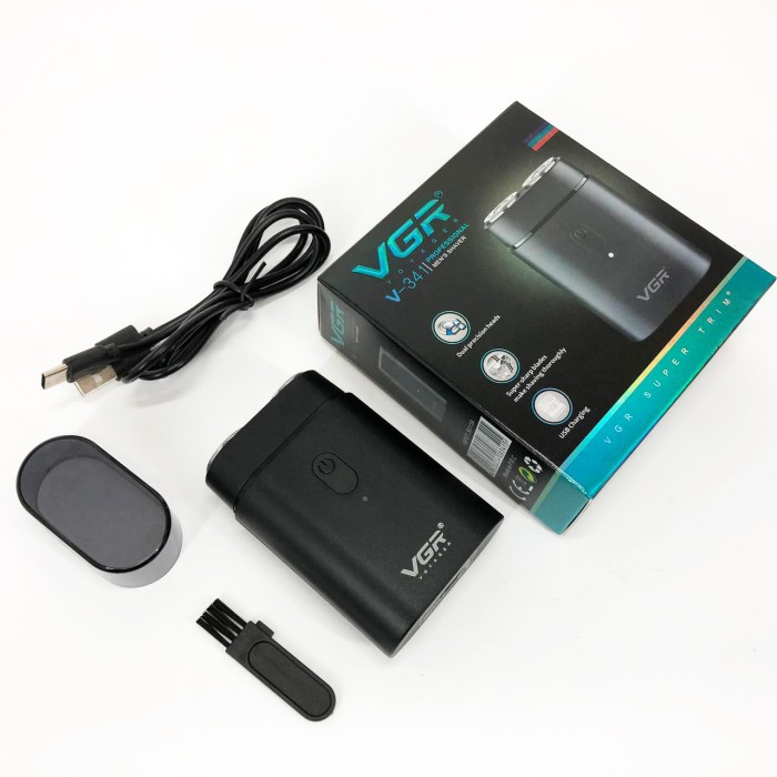 Акумуляторна бритва для стрижки волосся та бороди VGR V-341, Вологостійка електрична бритва JX-38