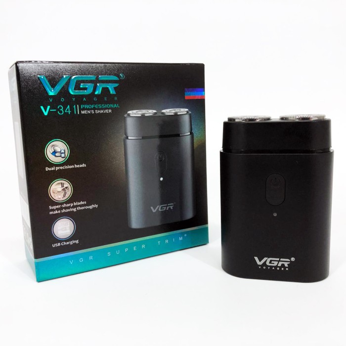 Акумуляторна бритва для стрижки волосся та бороди VGR V-341, Вологостійка електрична бритва JX-38
