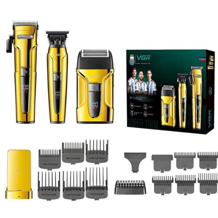 Бездротовий акумуляторний тример для стрижки волосся VGR V-694, Машинка для стрижки волосся і потилиці ZG-12