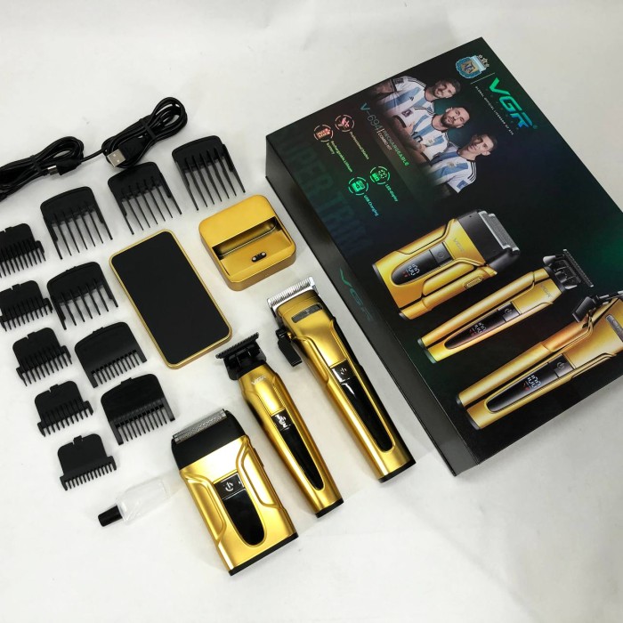Стильна машинка для стрижки VGR, Професійна машинка для стрижки волосся з насадками TD-10