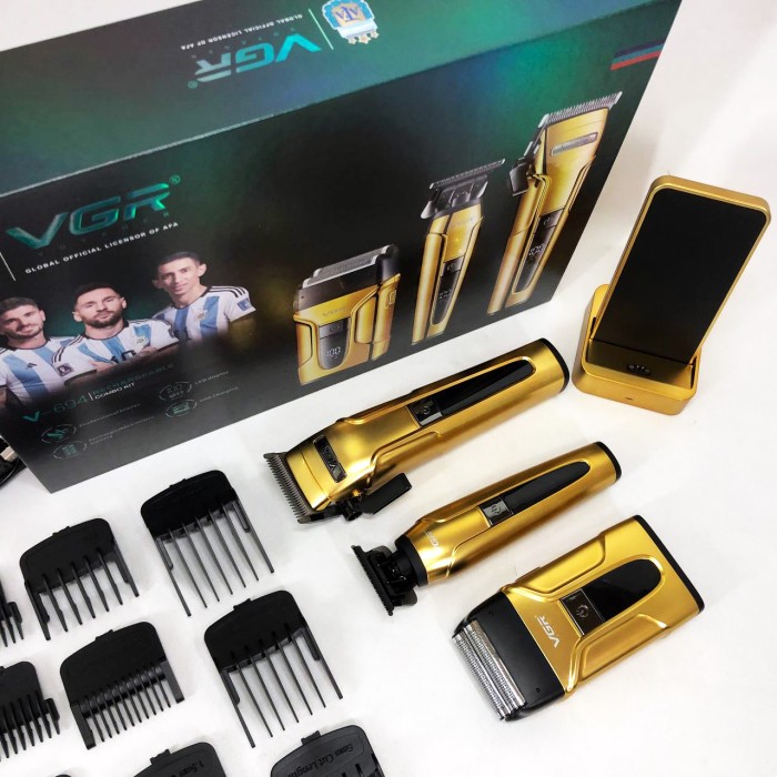 Стильна машинка для стрижки VGR, Професійна машинка для стрижки волосся з насадками TD-10