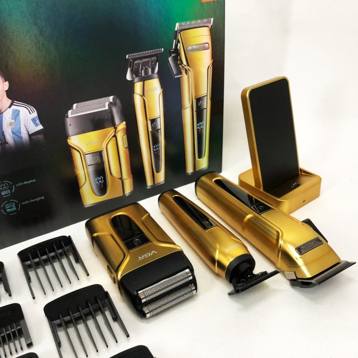 Стильна машинка для стрижки VGR, Професійна машинка для стрижки волосся з насадками TD-10