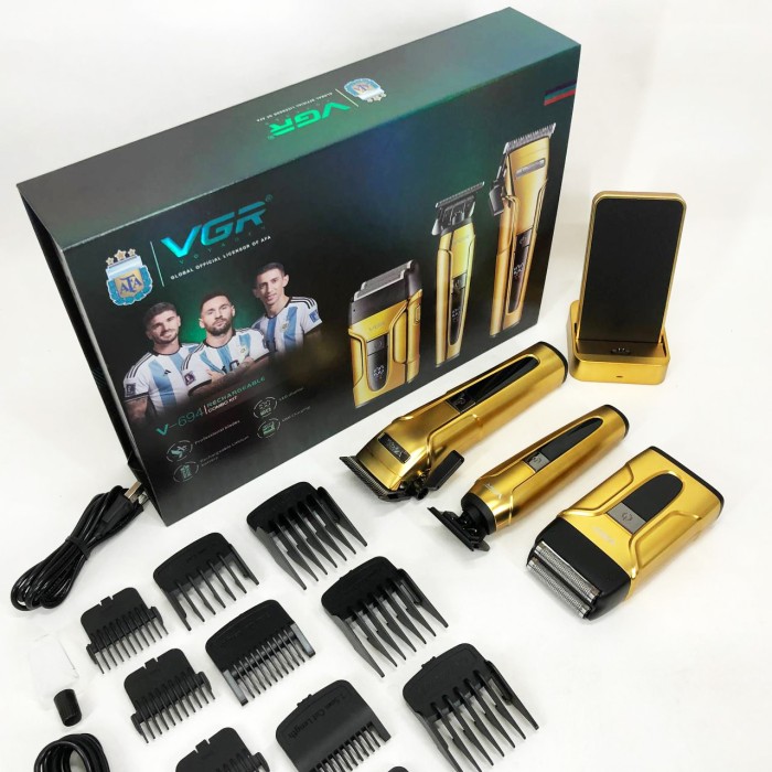 Стильна машинка для стрижки VGR, Професійна машинка для стрижки волосся з насадками TD-10