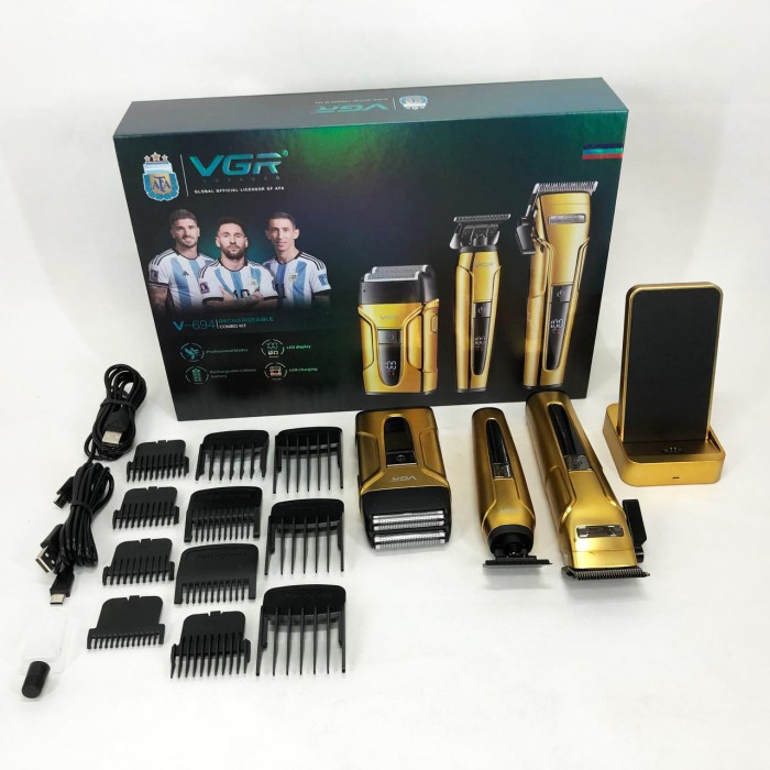 Стильна машинка для стрижки VGR, Професійна машинка для стрижки волосся з насадками TD-10