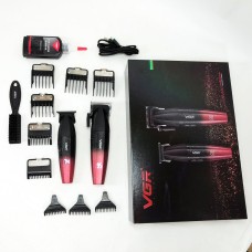 Професійний набір для стрижки волосся VGR V-640 акумуляторний Barber Combo PREMIUM. Колір: червоний