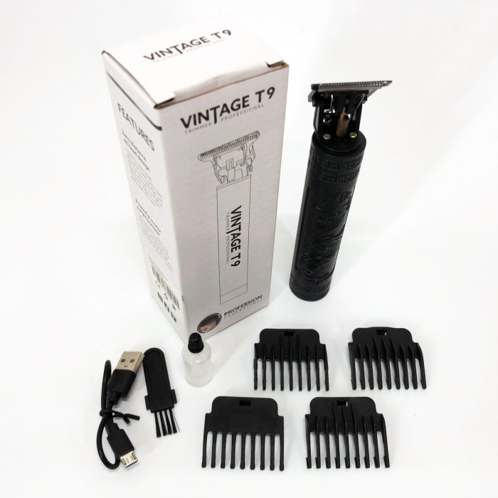 Машинка для стрижки акумуляторна з керамічними ножами Vintage T9-2, Набір для стрижки з зарядкою PK-11