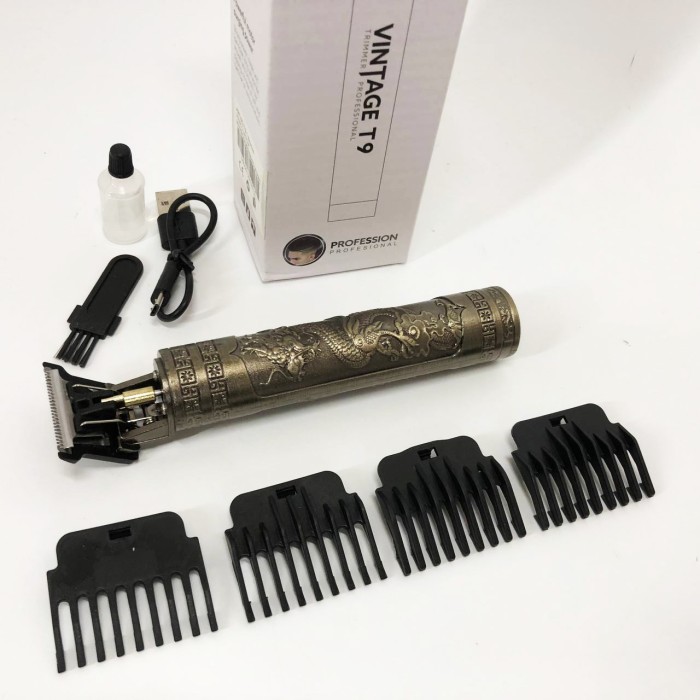 Машинка для стрижки волосся Vintage T9-1 BRONZE 4 насадки