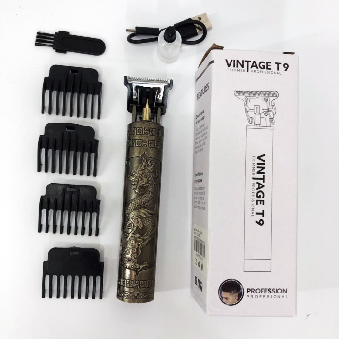 Машинка для стрижки волосся Vintage T9-1 BRONZE 4 насадки