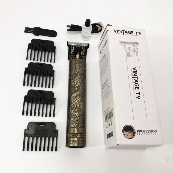 Машинка для стрижки волосся Vintage T9-1 BRONZE 4 насадки