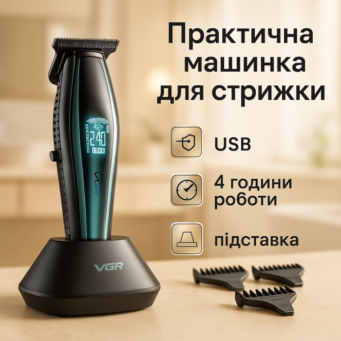 Електробритва для стрижки голови VGR, Гострі професійні машинки для стрижки волосся KG-25