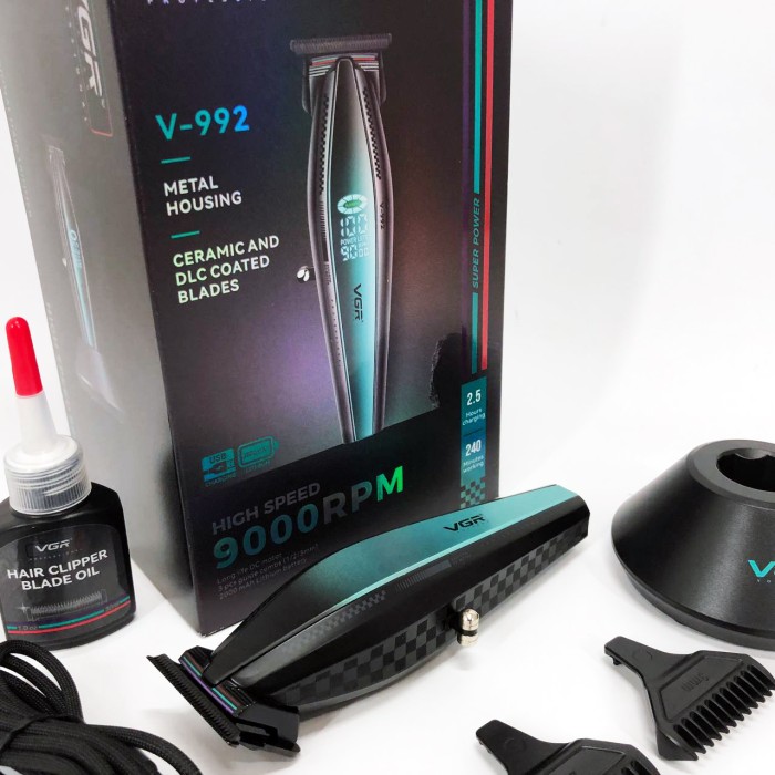 Машинка для стрижки волосся з потужним мотором XPRO VGR V-992 GREEN з насадками 1-2-3 мм