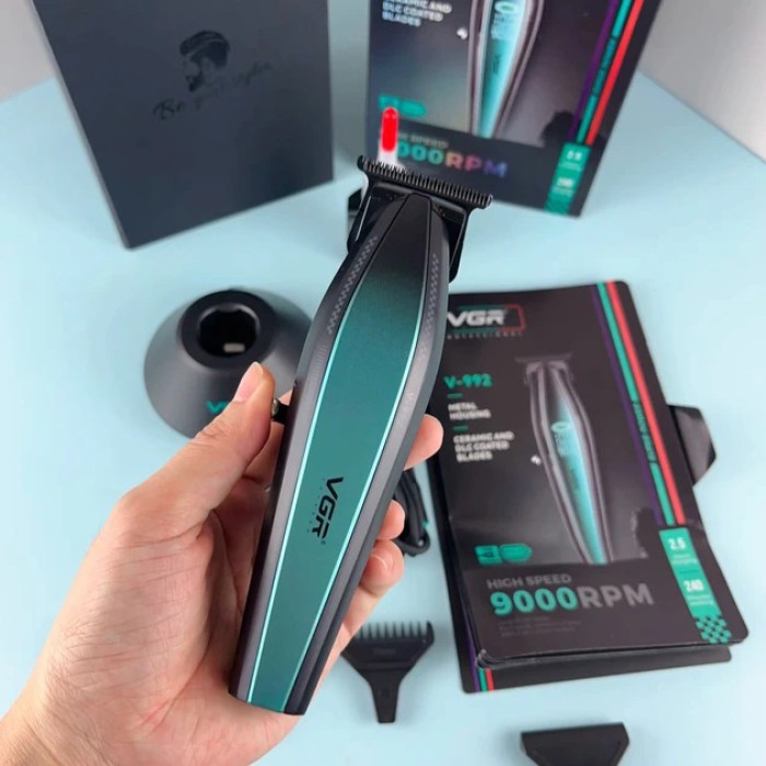 Машинка для стрижки волосся з потужним мотором XPRO VGR V-992 GREEN з насадками 1-2-3 мм