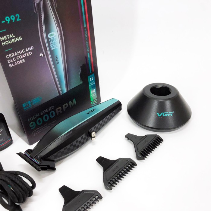 Машинка для стрижки волосся з потужним мотором XPRO VGR V-992 GREEN з насадками 1-2-3 мм