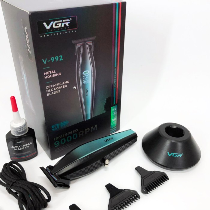 Машинка для стрижки волосся з потужним мотором XPRO VGR V-992 GREEN з насадками 1-2-3 мм