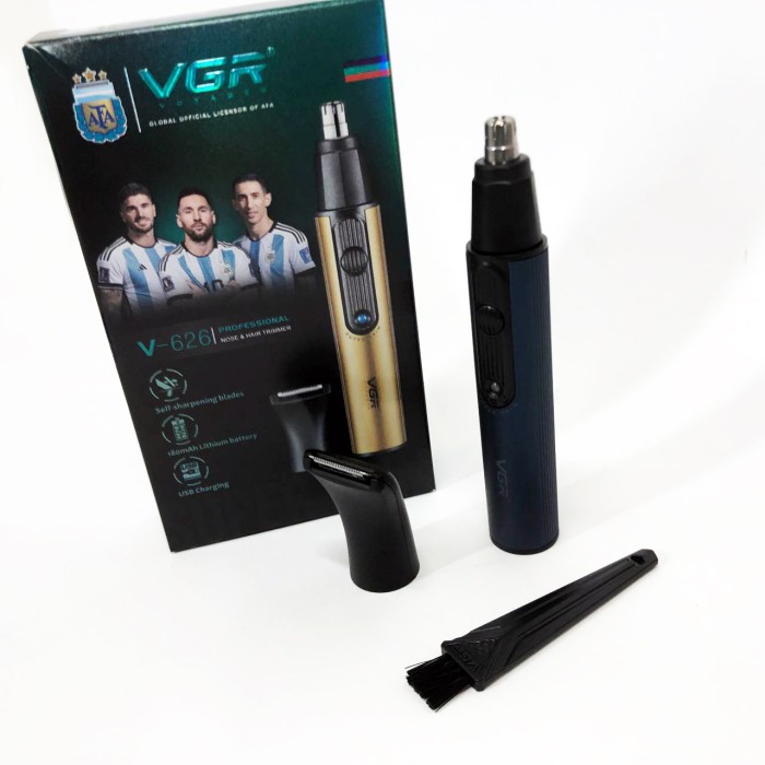 Тример для видалення волосся в носі вухах VGR, Тример для носа і вух професійний, скронь і шиї AT-43