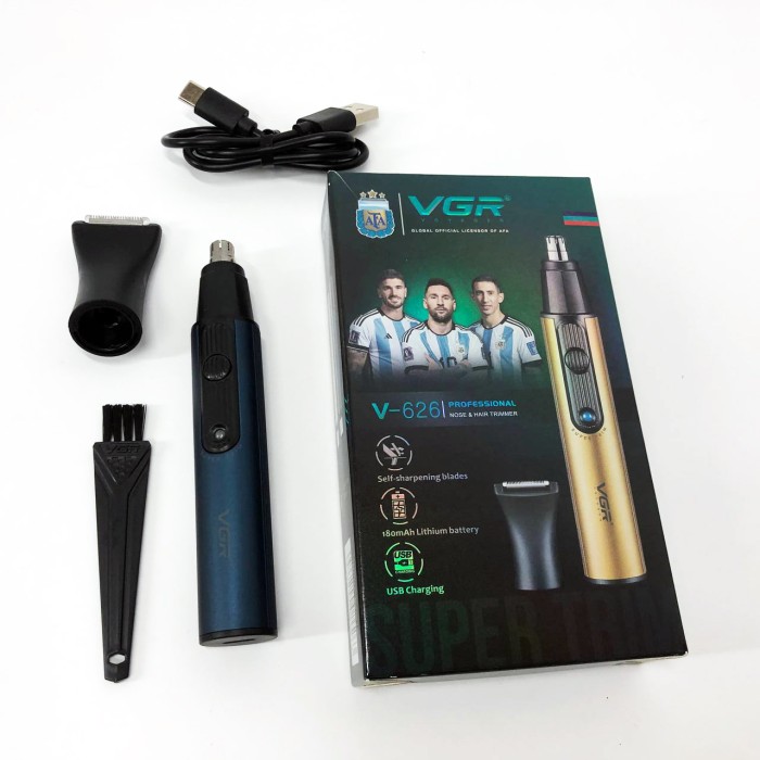 Тример для видалення волосся в носі вухах VGR, Тример для носа і вух професійний, скронь і шиї AT-43