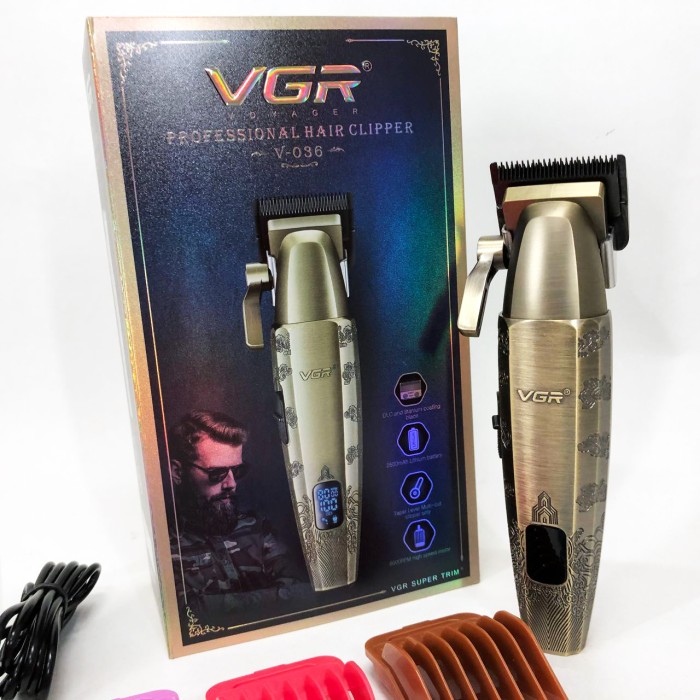 Професійна машинка для гоління голови VGR V-036, Тример для стрижки CM-995 бороди акумуляторний