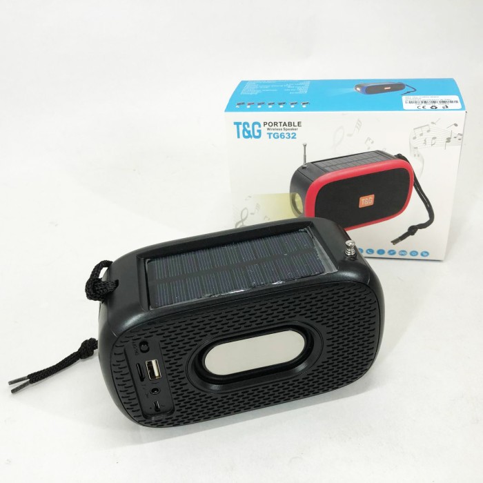 Bluetooth-колонка TG632 з радіо, ліхтарем, сонячною батареєю та гучномовцем. Колір: чорний