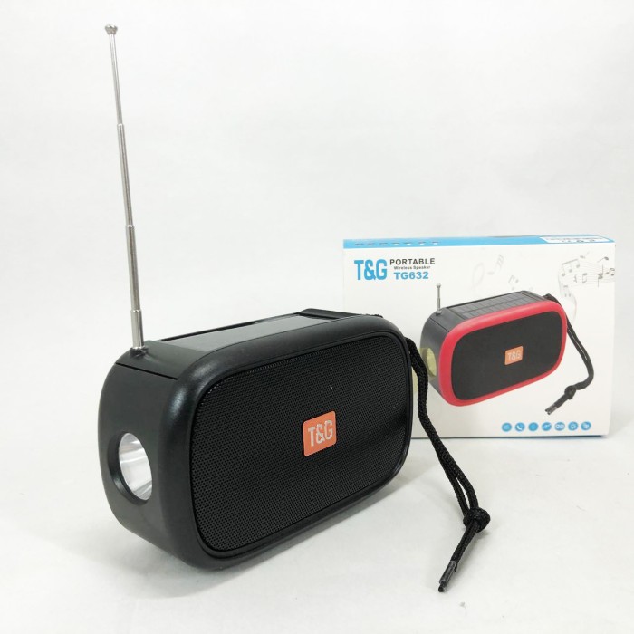 Bluetooth-колонка TG632 з радіо, ліхтарем, сонячною батареєю та гучномовцем. Колір: чорний