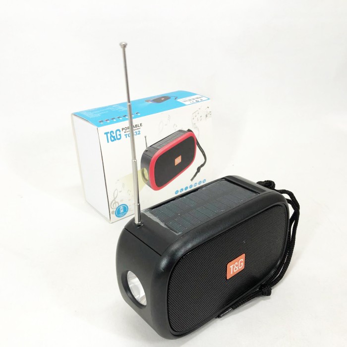 Bluetooth-колонка TG632 з радіо, ліхтарем, сонячною батареєю та гучномовцем. Колір: чорний
