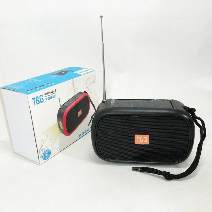 Bluetooth-колонка TG632 з радіо, ліхтарем, сонячною батареєю та гучномовцем. Колір: чорний