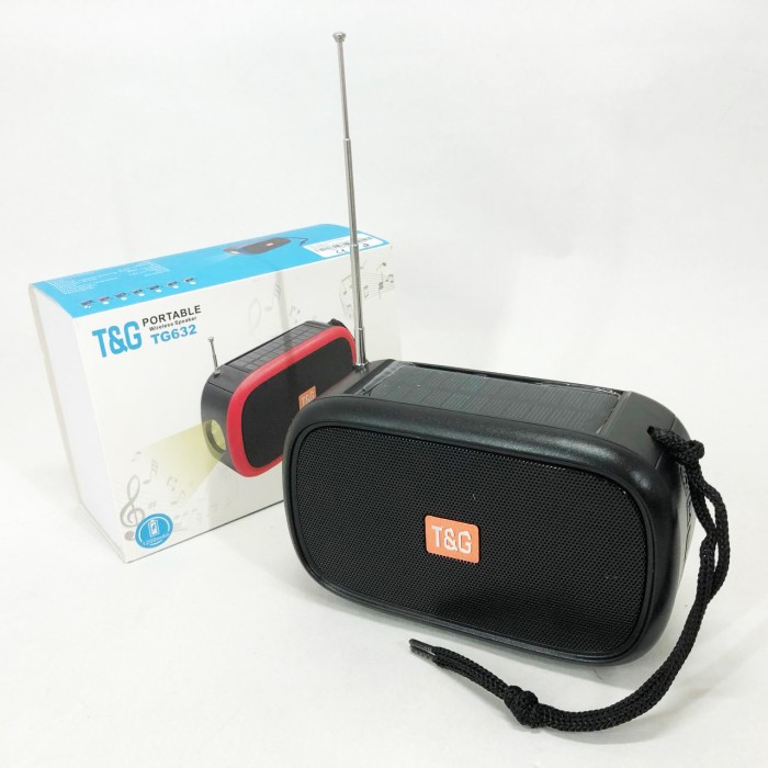 Bluetooth-колонка TG632 з радіо, ліхтарем, сонячною батареєю та гучномовцем. Колір: чорний