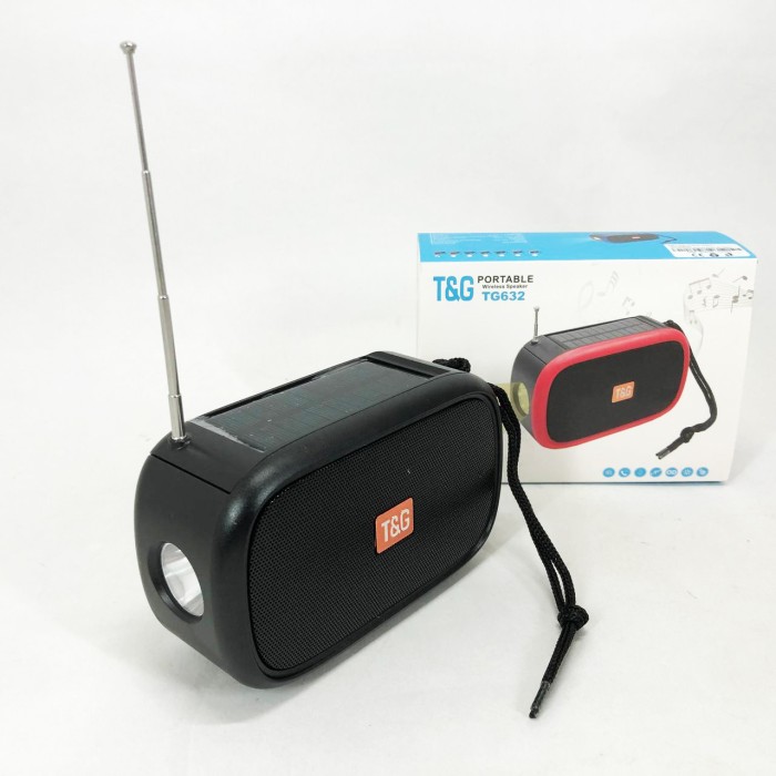 Bluetooth-колонка TG632 з радіо, ліхтарем, сонячною батареєю та гучномовцем. Колір: чорний