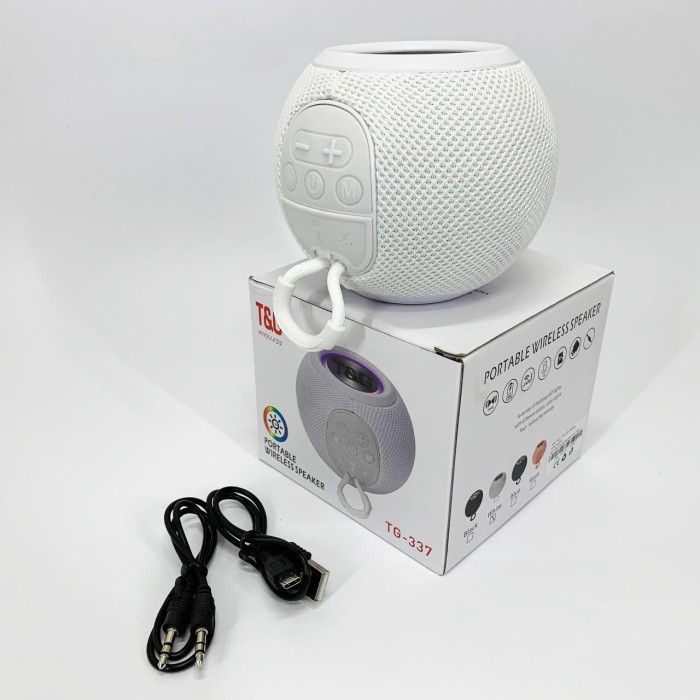 Бездротова потужна колонка TG337 з Bluetooth, RGB-підсвічуванням та радіо. Колір: білий