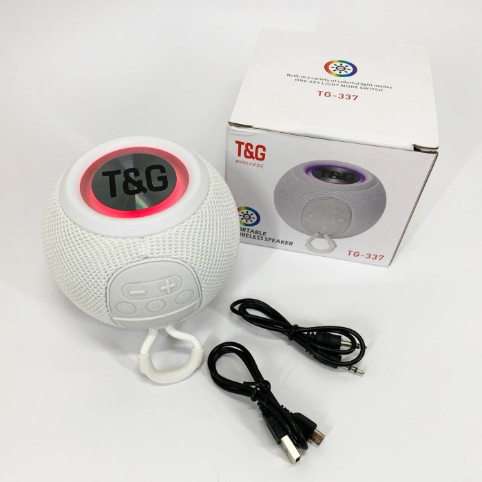 Бездротова потужна колонка TG337 з Bluetooth, RGB-підсвічуванням та радіо. Колір: білий