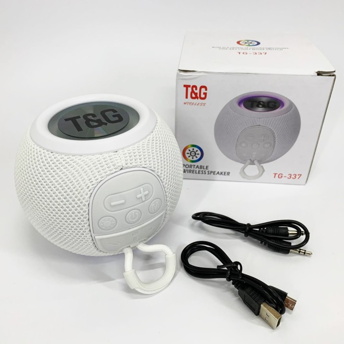 Бездротова потужна колонка TG337 з Bluetooth, RGB-підсвічуванням та радіо. Колір: білий